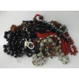 Large bag of glass and other bead necklaces