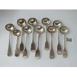 Group of ten c19 salt spoons with fiddle pattern