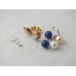 Three pairs of stone-set ear studs