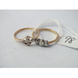 Two Edwardian diamond-set rings - both size N - 3.4gms