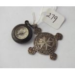 Silver St John Ambulance medallion and gun-metal compass