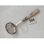Victorian sifter spoon with m.o.p. handle - B'ham 1869 by GU