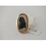 UNUSUAL GEORGIAN GOLD SILOUHETTE (ON SILK) RING - SIZE M - 6.2GMS