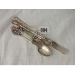 Long-handled pickle fork - Sheffield 1958 and four other various items
