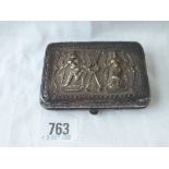 Middle Eastern cigarette case embossed with figures - 3.5" wide - 129gms