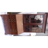 Fine George III mahogany bureau bookcase with two-door glazed top and well fitted interior.