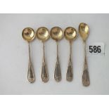Set of four salt spoons and matching mustard spoons with gilt bowls Sheffield 1927/8