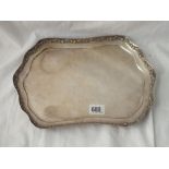 Oblong shaped Edwardian dressing table tray with applied rim - 12" wide - London 1910 by WC -