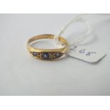 Sapphire and diamond ring in high carat gold - size N - 2.7gms