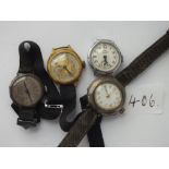 Four ladies silver and metal wristwatches