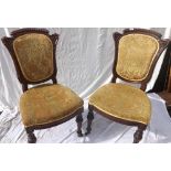 Set of ten Victorian walnut chairs on carved and fluted legs