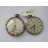 Two metal slimline gents pocket watches by Reliance and Alpina