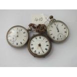 Three gents metal-cased pocket watches