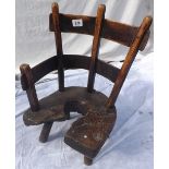 Antique primitive child's chair with oak seat - 18" high