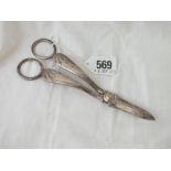 Pair of late Victorian grape scissors - Sheffield 1895 by HA - 107gms