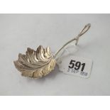 Unusual Georgian caddy spoon with leaf bowl and loop trellis handle. B'ham 1821 by T B