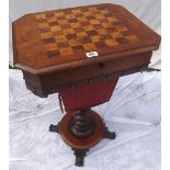 Good quality Victorian sewing/games table on scroll feet