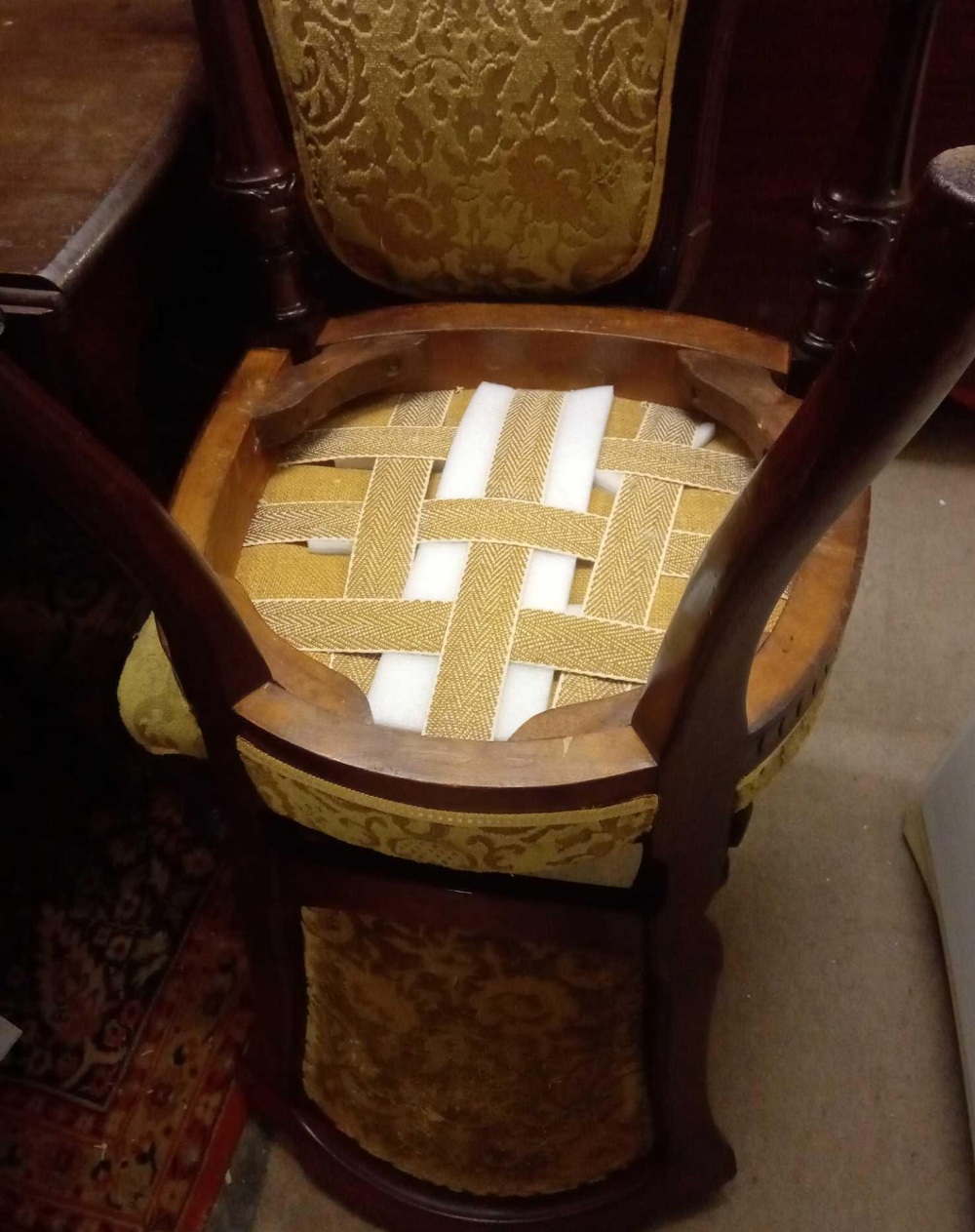 Set of ten Victorian walnut chairs on carved and fluted legs - Image 3 of 3