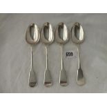 Set of four William IV dessert spoons - 1831 by WE - 152gms