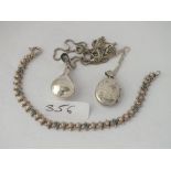 Four silver pendants, necklace and a brooch - 55gms