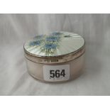 Attractive enamel decorated jar with glass body - 3.25"DIA - B'ham 1958