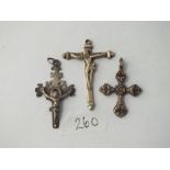 Bag of three antique crucifixes - 15.9gms