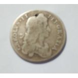 1663 Charles II shilling - holed