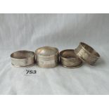 Four various napkin rings - 77gms