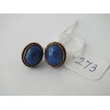 Pair of lapis lazuli stud earrings in gold - 3gms