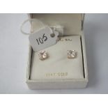 14ct gold earrings with white stone