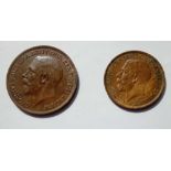 1920 halfpenny and penny - better grade