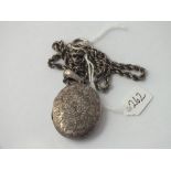 Silver oval locket on chain