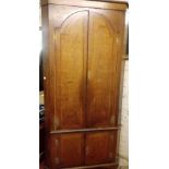 George III oak mahogany bounded corner cupboard with fitted interior - 7' 6" high