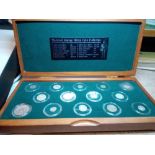 Group of 14 medieaval European silver coins in fitted case