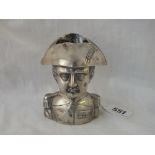 Continental sterling silver jug of a soldier with tricorn hat - 3.5" high - 149gms