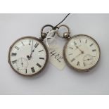 Two gents silver pocket watches, one by Waltham and one hands off