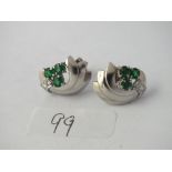 PAIR OF EMERALD AND DIAMOND STUD EARRINGS - 8.8GMS