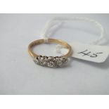 Victorian five-stone old cut diamond ring - size M - 2.1gms
