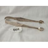 Pair of Georgian Exeter bright cut sugar tongs by RJ circa 1805