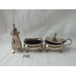 Three piece cruet with liners - 109gms net