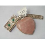 Three silver pendants (1 x rose quartz heart)