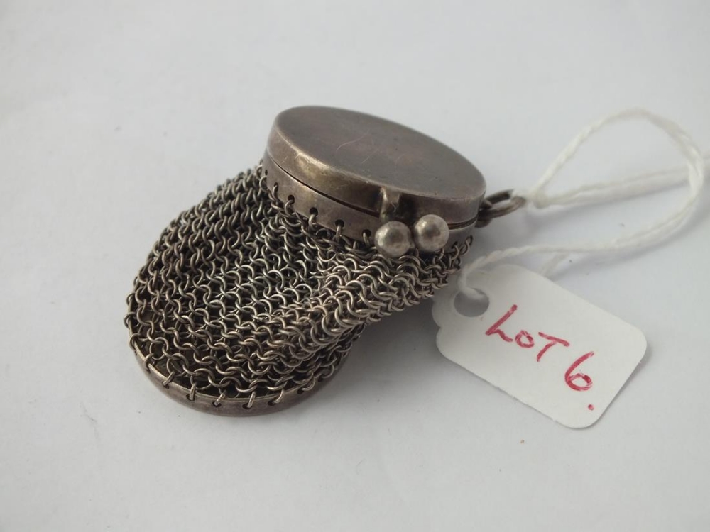 c19 French silver coin holder with mesh body