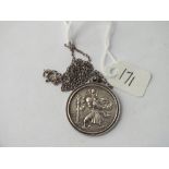 Large St Christopher silver pendant necklace