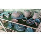 TWO SHELVES OF STYLISH POOLE POTTERY DINNER & TEA WARE
