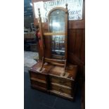 GOOD QUALITY STAINED PINE BEDROOM SUIT WITH 2 DOUBLE WARDROBES, DRESSING TABLE WITH MIRRORED BACK,