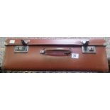 SMALL VINTAGE BROWN SUITCASE WITH F/G PICTURES