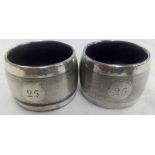 A PAIR OF SILVER & BAKELITE NAPKIN RINGS - B'HAM 1939