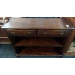 1920'S OAK BOOKSHELVES WITH AIR OF DRAWERS WITH BRASS DROP HANDLES