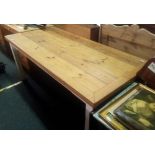 LARGE STRIPPED PINE FARM HOUSE TABLE (6FT X 3FT 3'')
