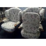 SMART ERCOL FLORAL PATTERNED COTTAGE SUIT WITH SETTEE, 2 ARMCHAIRS & FOOT REST